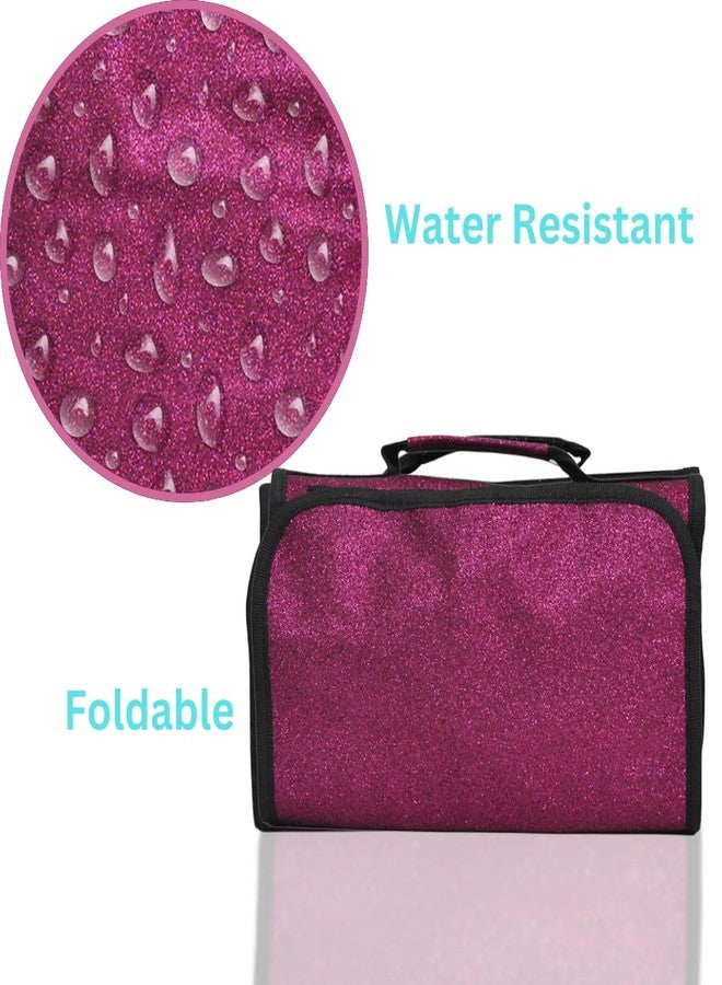 NGIL Glitter Travel Hanging Toiletry Bag for Cheerleaders and Dance Teams, Toiletry Organizer and Toiletry Bag for Women, Cosmetic Travel Bag(Glitter-Hot Pink) - Image 3